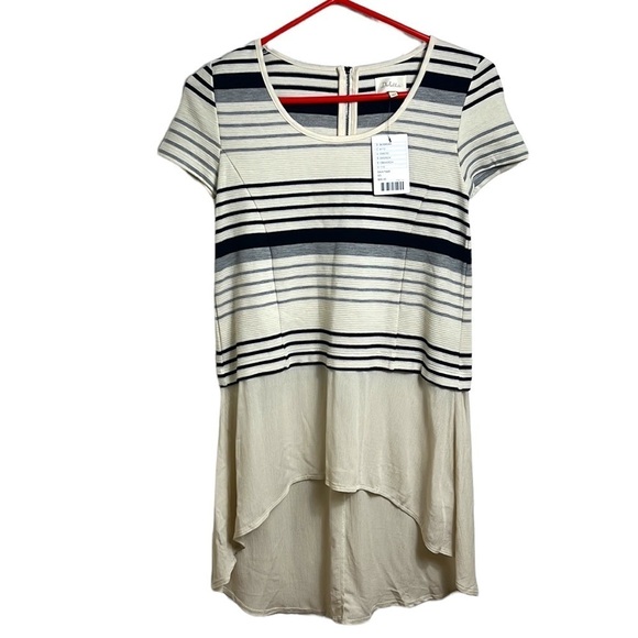 NWT Anthropologie Deletta Gradient Stripe Tunic Top Hi Lo Short Sleeves XS - Picture 2 of 12
